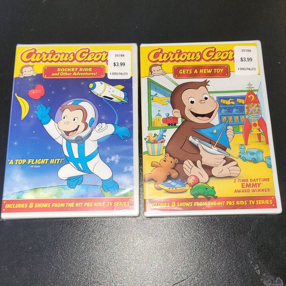 Lot 2 New Curious George DVDs: Rocket Ride & Gets a New Toy PBS Kids TV Sealed
